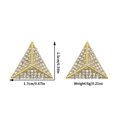 Dettaglio di orecchini a triangolo dorati con strass e indicazioni sulle dimensioni - Orecchini Bottone Triangolo 3D Oro