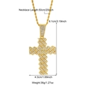 Detail of large gold cross pendant with white zircon inlays and 20 inch rope chain - P800017G-Pendant Only (Without Chain)