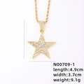 Hip hop style gold star pendant necklace with cubic zirconia and rope chain detail - Twist Chain Style / Gold
