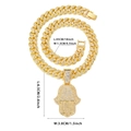 Détails du pendentif Main de Fatma avec dimensions de la chaîne cubaine de 45cm - Pendentif Or Avec Chaîne Gourmette 50cm (008)