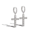 Exquisite S925 Sterlingsilber Kreuzohrringe mit glitzernden Zirkonia Steinen in Hauptansicht - Silber Stil (ER1011)