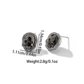 Orecchini a teschio scintillanti con placcatura in argento e strass in stile gotico - Orecchini Bottone Teschio Argento
