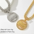 Collier maille cubaine hip hop avec grand pendentif La Cène glacé en or et argent - Chaîne Cubaine Style La Cène (Set PDT426-021) / Or