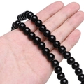 Polished 8-10mm black round glass beads strand for DIY jewelry making and crafts - 4mm / Black