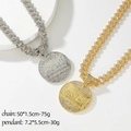 Collier cubain glacé avec médaillon rond de la Cène en finitions dorée et argentée - Chaîne Cubaine Style La Cène (Set PDT23069-021)