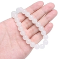 Translucent white jade-style glass beads bracelet worn on hand for size reference - 4mm / White Jade