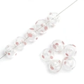 Perles en verre transparentes avec points roses et blancs pour bijoux DIY - Pois de Taro / 14mm