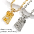 Collier pendentif tête de Jésus hip hop avec strass brillants en finition or et argent - Chaîne Cœur Style Portrait de Jésus (Set PDT23001-80131)