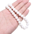 Polished white jade-like glass round beads for DIY bracelet and necklace jewelry making - Porcelain White