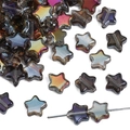 Star-shaped 8mm glass beads with iridescent electroplated finish for DIY jewelry - 8mm (approx. 1mm hole, 10 Pieces/Pack) / Gray Gold