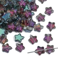 8mm iridescent glass star beads in purple and green with metallic finish for DIY jewelry - 8mm (approx. 1mm hole, 10 Pieces/Pack) / Rose Red Green