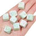 Iridescent acrylic cube beads in light green and purple for DIY jewelry making - 14x14mm (5 Pieces/Pack) / Iridescent Green