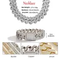 Σετ κολιέ και βραχιόλι Cuban Link 20mm σε ασήμι με διαμάντια ζιργκόν και βάρος - Βαρύ 20mm Πλάτος Ασημί (NLTG2541)