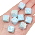 Iridescent acrylic cube bead with dice dots for DIY phone chain and jewelry craft - 14x14mm (5 Pieces/Pack) / Iridescent Blue