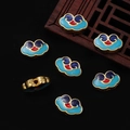 Blue and red cloisonné style auspicious cloud charms for traditional DIY jewelry crafting - Lucky Cloud (BJI1019) / 1 Piece/Pack (8x12mm/Hole 1.5mm) / Gold