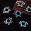 Vintage cloisonné style purple and blue lotus flower bead for DIY jewelry making - Center Hole Lotus (BJI1019) / 1 Piece/Pack (14x19mm/Hole 6mm) / Gold