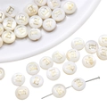 Freshwater shell bead with golden letter E for DIY necklace and bracelet making - Letter E