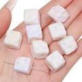 Iridescent white acrylic cheese square beads for DIY jewelry and phone chain making - 14x14mm (5 Pieces/Pack) / Colorful White