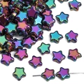 Rainbow plated 8mm star glass beads with iridescent metallic finish for DIY jewelry - 8mm (approx. 1mm hole, 10 Pieces/Pack) / Deep purple