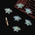 Blue-green gradient lotus flower enamel bead for traditional DIY jewelry making - 1 Piece/Pack (11x17mm/Hole 1.5mm)