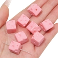 Pink acrylic cheese square beads for DIY jewelry and mobile phone charm accessories - 14x14mm (5 Pieces/Pack) / Pink