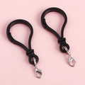Set of two black plastic bulb hooks with silver metal lobster clasps for DIY keychains - Black