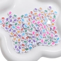 White 4x7mm acrylic alphabet beads featuring colorful letter B for DIY jewelry making - Letter B / 50Pcs/Bag