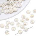 Flat round white shell bead with gold letter H engraving for DIY bracelet jewelry - Letter H