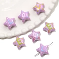 Purple iridescent star-shaped beads with LOVE letters for DIY jewelry making crafts - Approx. 19mm Thickness 12mm Aperture 2mm (1 Piece) / Purple - Random Letters