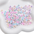 White acrylic cube beads with colorful letter D for DIY jewelry and bracelets - Letter D / 50Pcs/Bag
