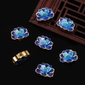 Blue gradient lotus flower enamel bead for DIY Hanfu hairpins and jewelry making - 1 Piece/Pack (10x13mm/Hole 2mm)