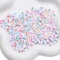DIY colorful letter E alphabet beads in white acrylic for handmade jewelry design - Letter E / 50Pcs/Bag