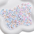4x7mm white acrylic alphabet beads with colorful letter F for DIY jewelry making - Letter F / 50Pcs/Bag