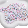 White 7mm acrylic alphabet beads with multi-colored letter H for DIY jewelry making - Letter H / 50Pcs/Bag
