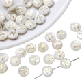 Flat round freshwater shell beads with golden letter N for DIY jewelry necklace making - Letter N