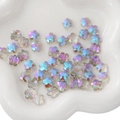 Perline a fiore a cinque petali in vetro con finitura AB per creazione gioielli fai da te - Viola chiaro / 10mm (10 Pezzi/Confezione)
