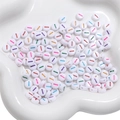 Flat round white acrylic spacer beads with colorful horizontal grooves for DIY jewelry - Letter I / 50Pcs/Bag