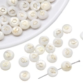 Flat round freshwater shell bead with golden letter d for DIY jewelry making - Letter Q