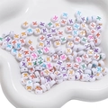 White acrylic round disc beads with colorful uppercase letter K for DIY jewelry crafts - Letter K / 50Pcs/Bag