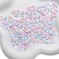 White acrylic alphabet bead with colorful letter L for DIY bracelet jewelry making - Letter L / 50Pcs/Bag