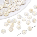Flat natural shell bead with golden letter S for DIY handmade jewelry and bracelets - S