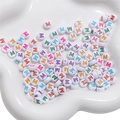 White acrylic 4x7mm round beads with colorful letter M for DIY jewelry making - Letter M / 50Pcs/Bag