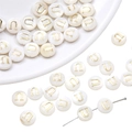 Flat shell bead with gold letter U for DIY jewelry making handmade bracelets and necklaces - Letter U