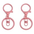 Matte pink metal lobster clasp keychain with flat ring for DIY accessories - 2 Pcs/Pack (Lobster Clasp 24x34mm 8-Ring 8x19mm Key Ring 30mm) / Flesh Pink