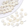 Freshwater shell bead with golden letter V for DIY jewelry necklace making - Letter V