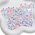 4x7mm white acrylic alphabet beads with colorful letter P for DIY jewelry making - Letter P / 50Pcs/Bag