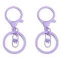 Matte purple metallic keychain set with lobster clasp and swivel ring for DIY accessories - Light Purple