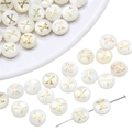 Flat round white shell bead with gold letter X charm for DIY jewelry necklace making - Letter X