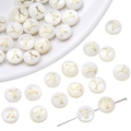 Flat round freshwater shell bead with golden letter Y for DIY jewelry making - Letter Y