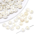 Flat round freshwater shell bead with golden letter Z for DIY jewelry making - Letter Z